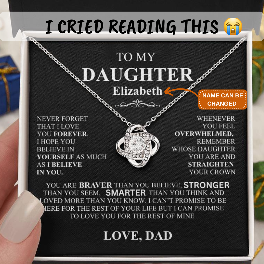 To My Daughter Personalized Love Knot Necklace Love Dad