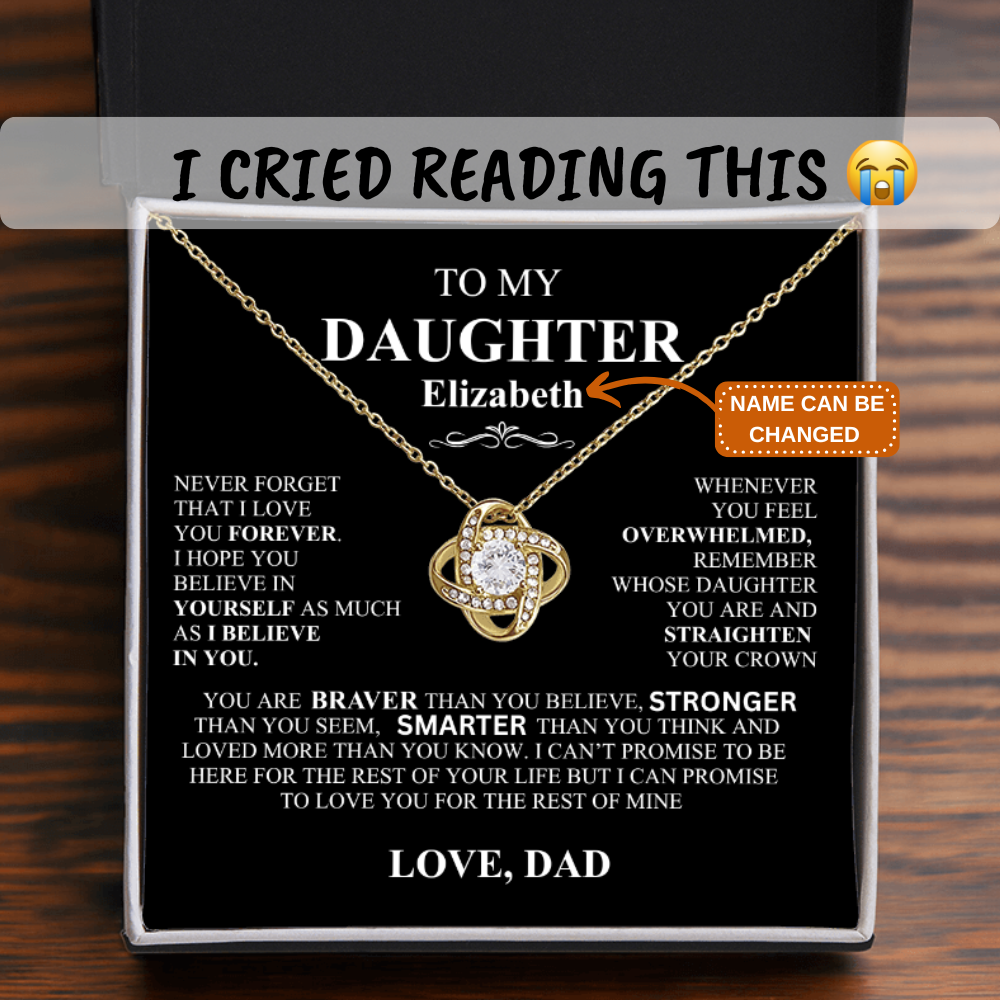 To My Daughter Personalized Love Knot Necklace Love Dad