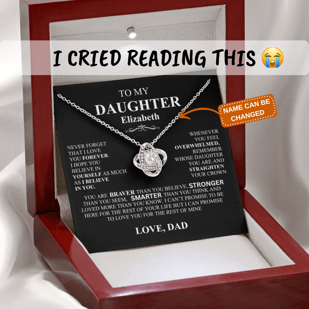 To My Daughter Personalized Love Knot Necklace Love Dad