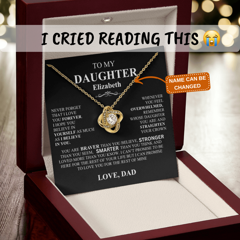 To My Daughter Personalized Love Knot Necklace Love Dad