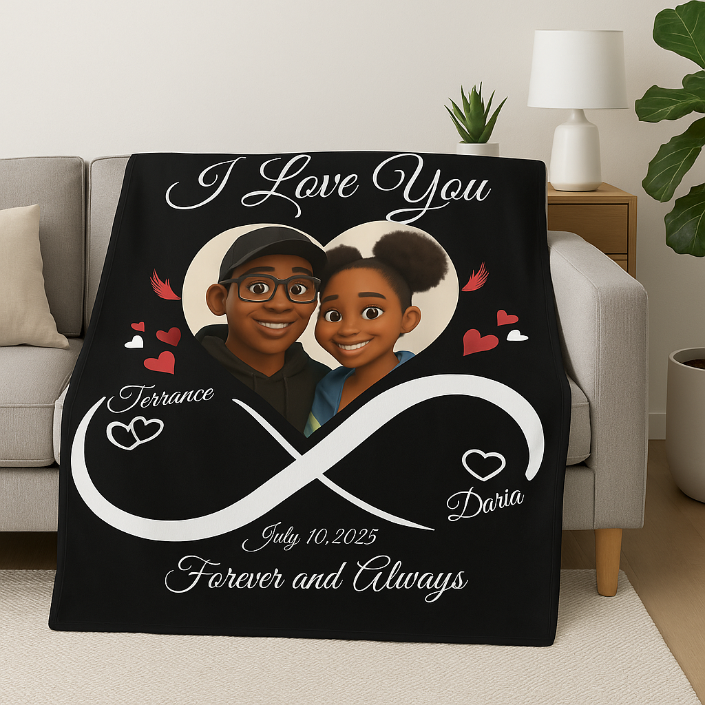 Personalized Unlimited Love Couples Blanket