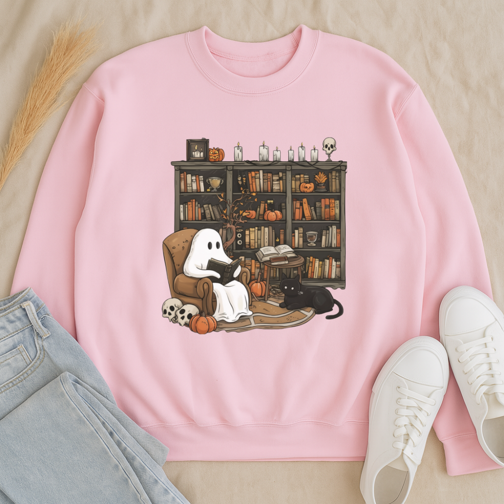 Retro Ghost Reading Books Sweatshirt