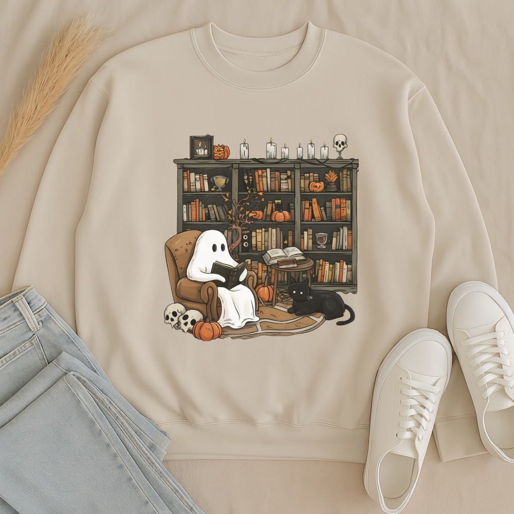 Retro Ghost Reading Books Sweatshirt