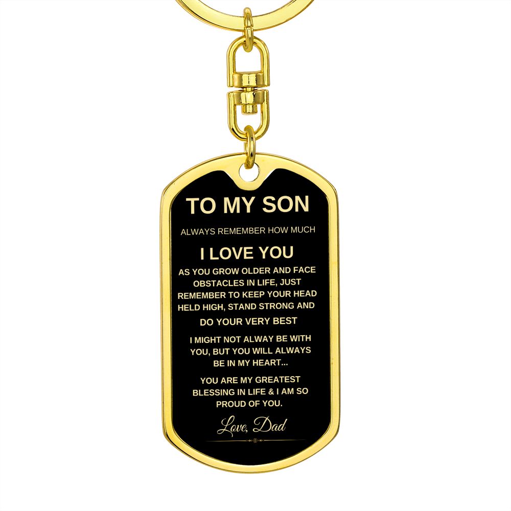 TO MY SON DOG TAG KEYCHAIN