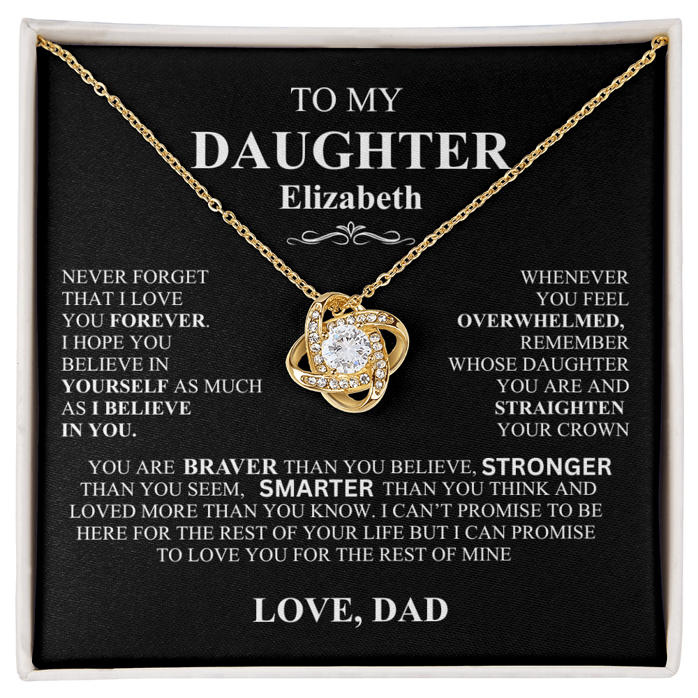 To My Daughter Personalized Love Knot Necklace Love Dad