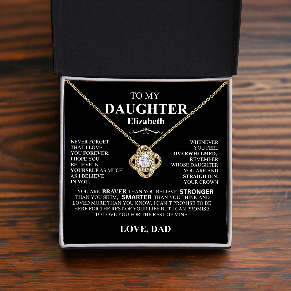 To My Daughter Personalized Love Knot Necklace Love Dad