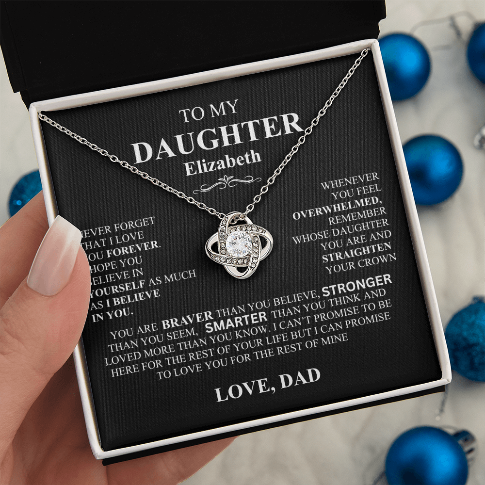 To My Daughter Personalized Love Knot Necklace Love Dad