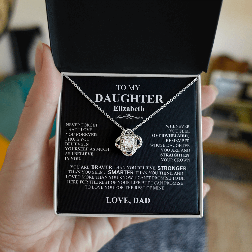 To My Daughter Personalized Love Knot Necklace Love Dad
