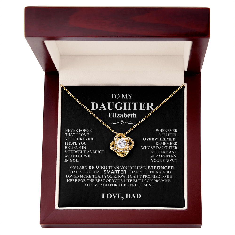 To My Daughter Personalized Love Knot Necklace Love Dad
