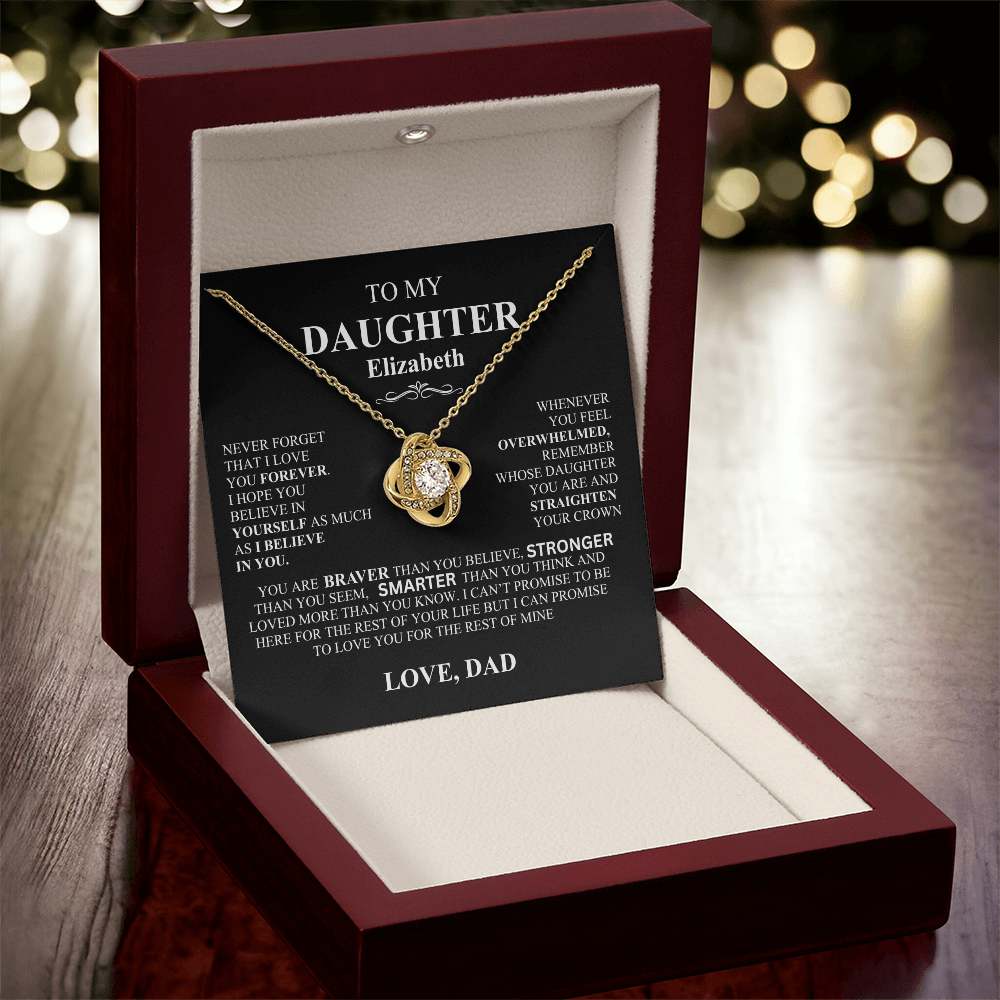 To My Daughter Personalized Love Knot Necklace Love Dad