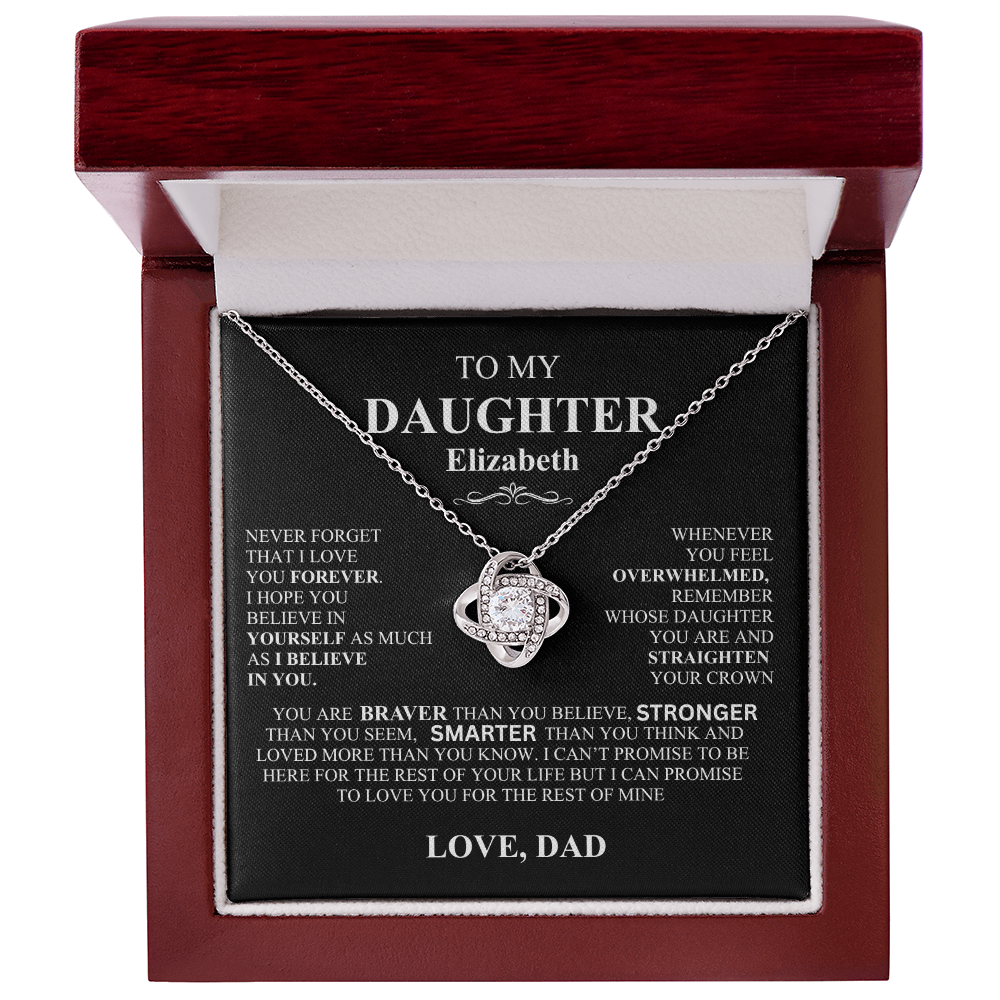 To My Daughter Personalized Love Knot Necklace Love Dad