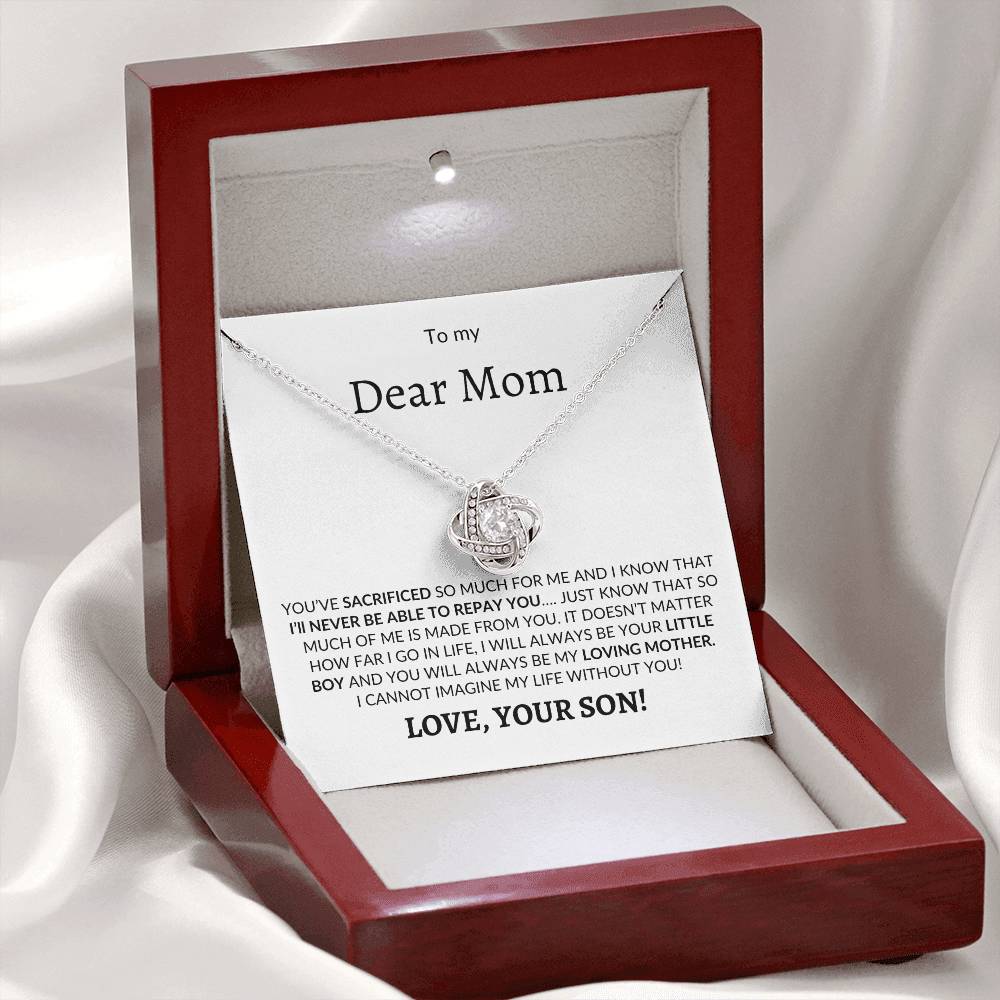 Dear Mom You Sacrificed / Love Knot Necklace