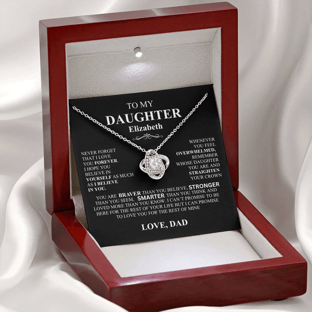 To My Daughter Personalized Love Knot Necklace Love Dad