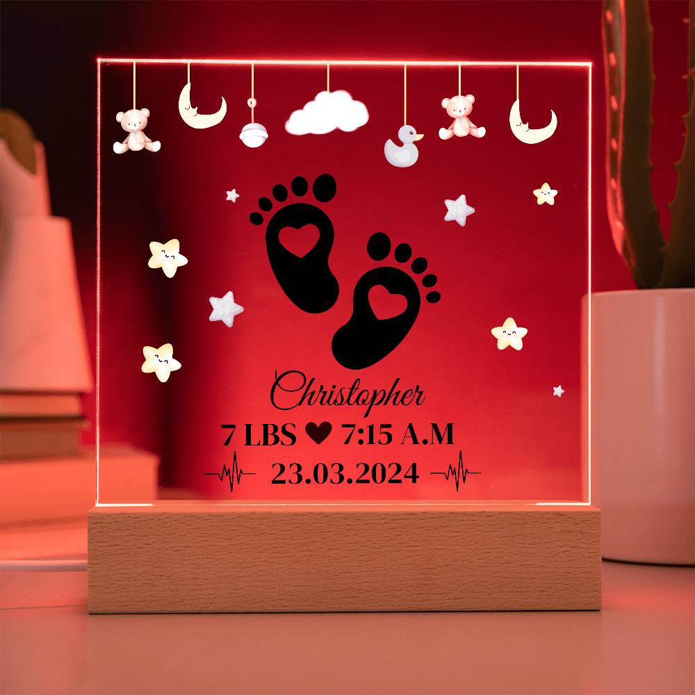 Personalized New Baby Foot Acrylic Plaque