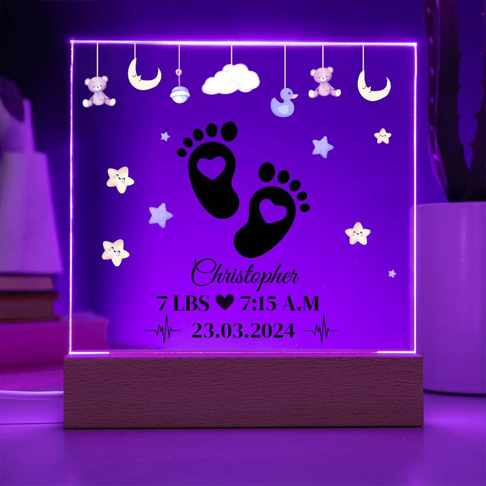 Personalized New Baby Foot Acrylic Plaque