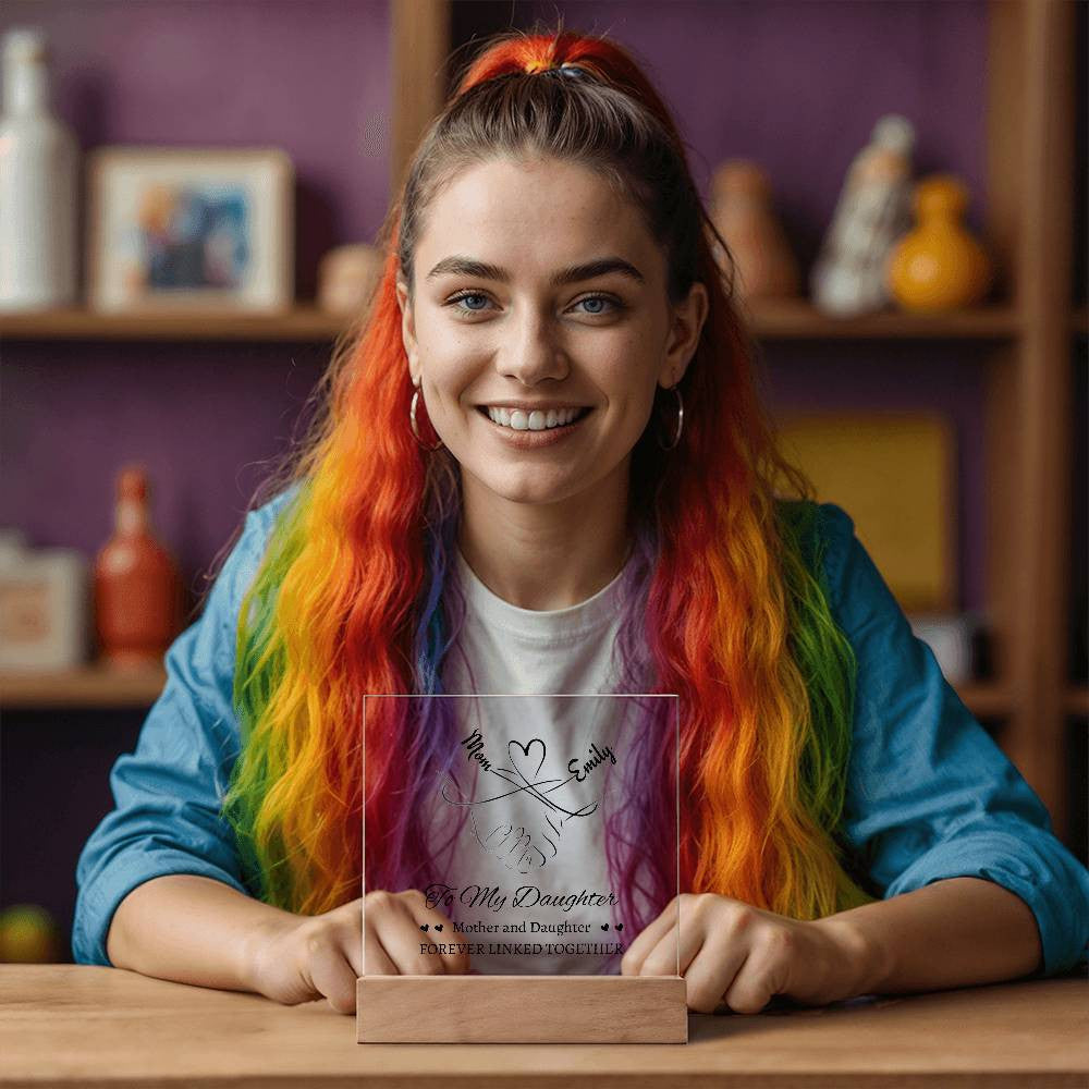 Personalized Mother and Daughter Linked Together Plaque