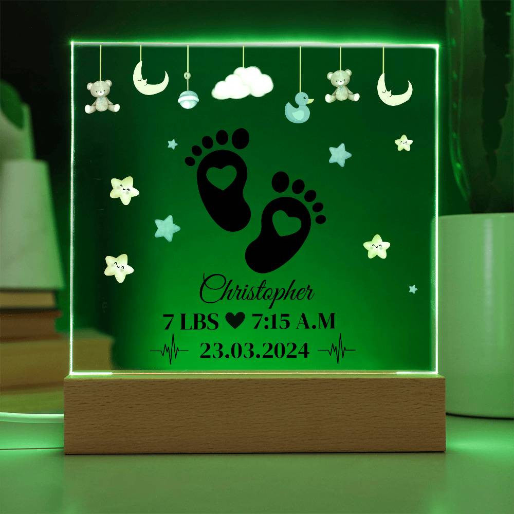 Personalized New Baby Foot Acrylic Plaque