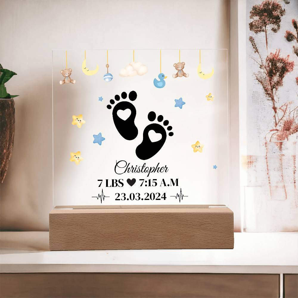 Personalized New Baby Foot Acrylic Plaque