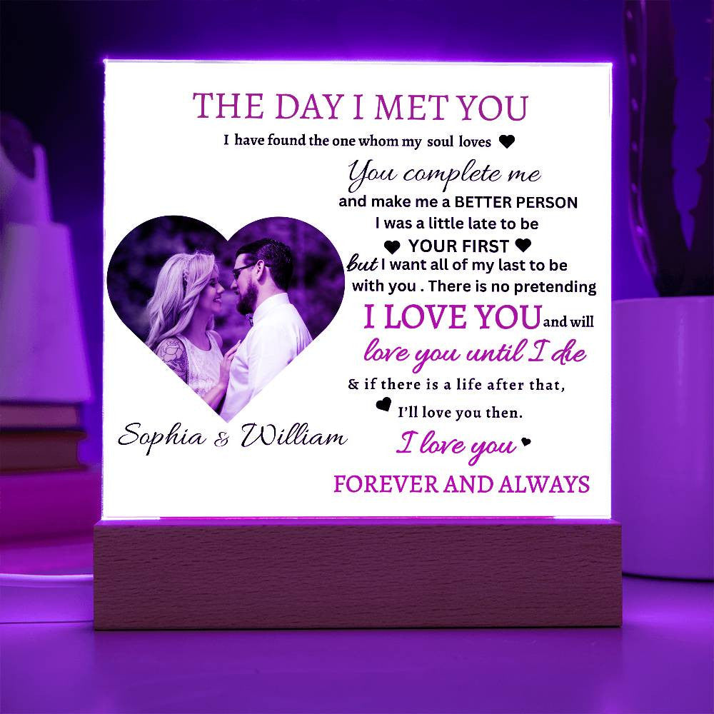 THE DAY I MET YOU I FOUND THE ONE ACRYLIC PLAQUE