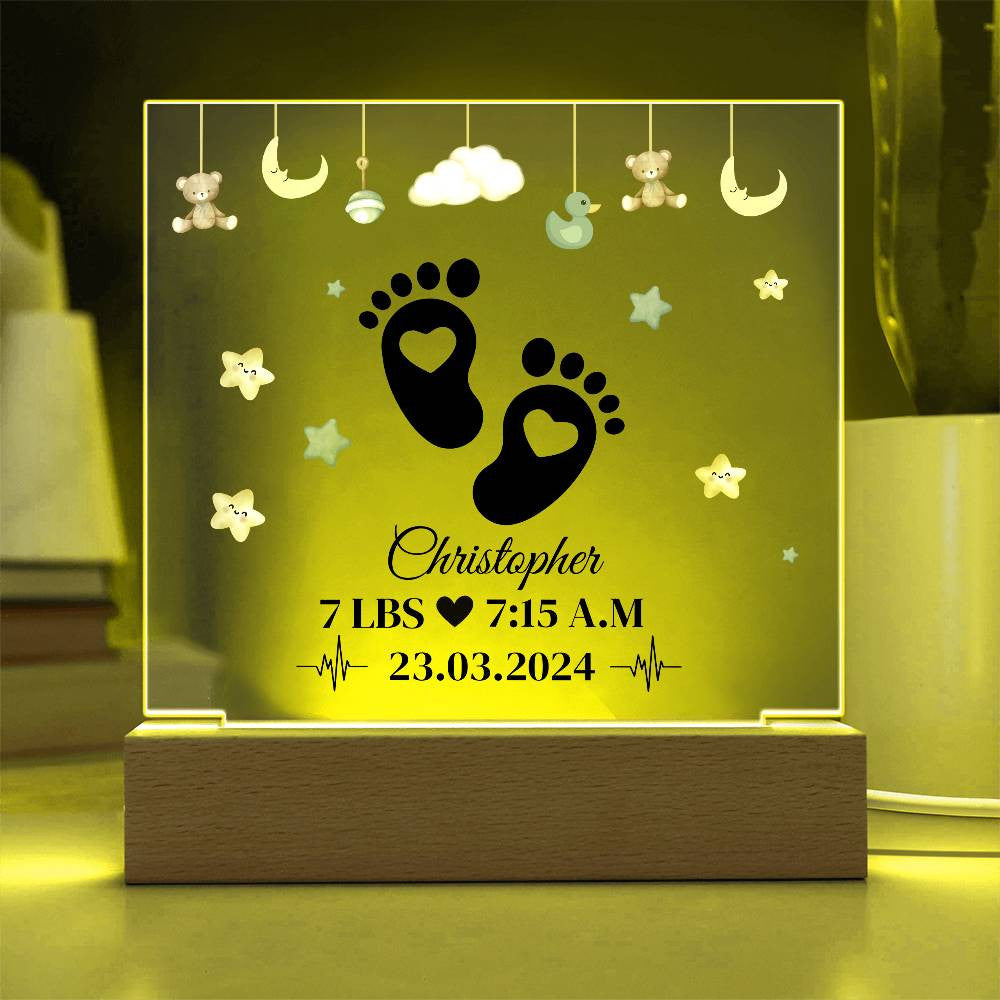 Personalized New Baby Foot Acrylic Plaque