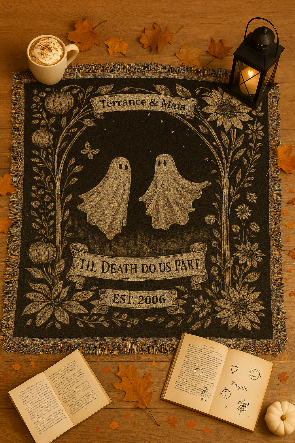 🖤 Til Death Do Us Part – Personalized Halloween Blanket