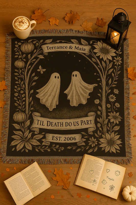 🖤 Til Death Do Us Part – Personalized Halloween Blanket