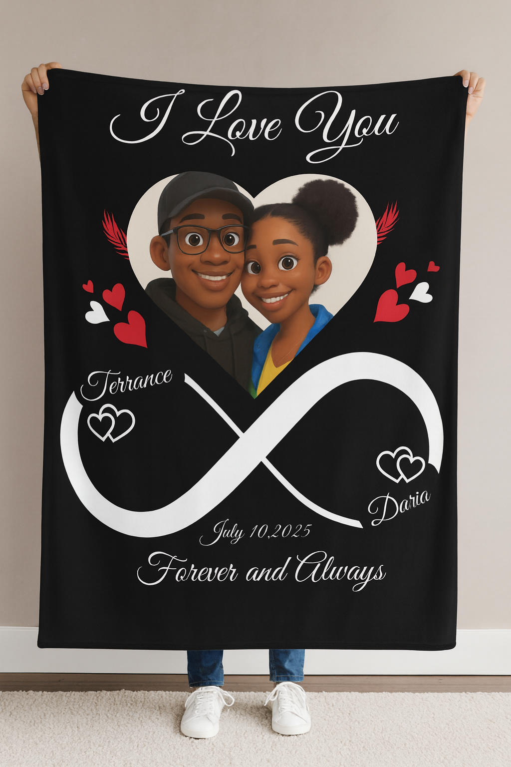 Personalized Unlimited Love Couples Blanket