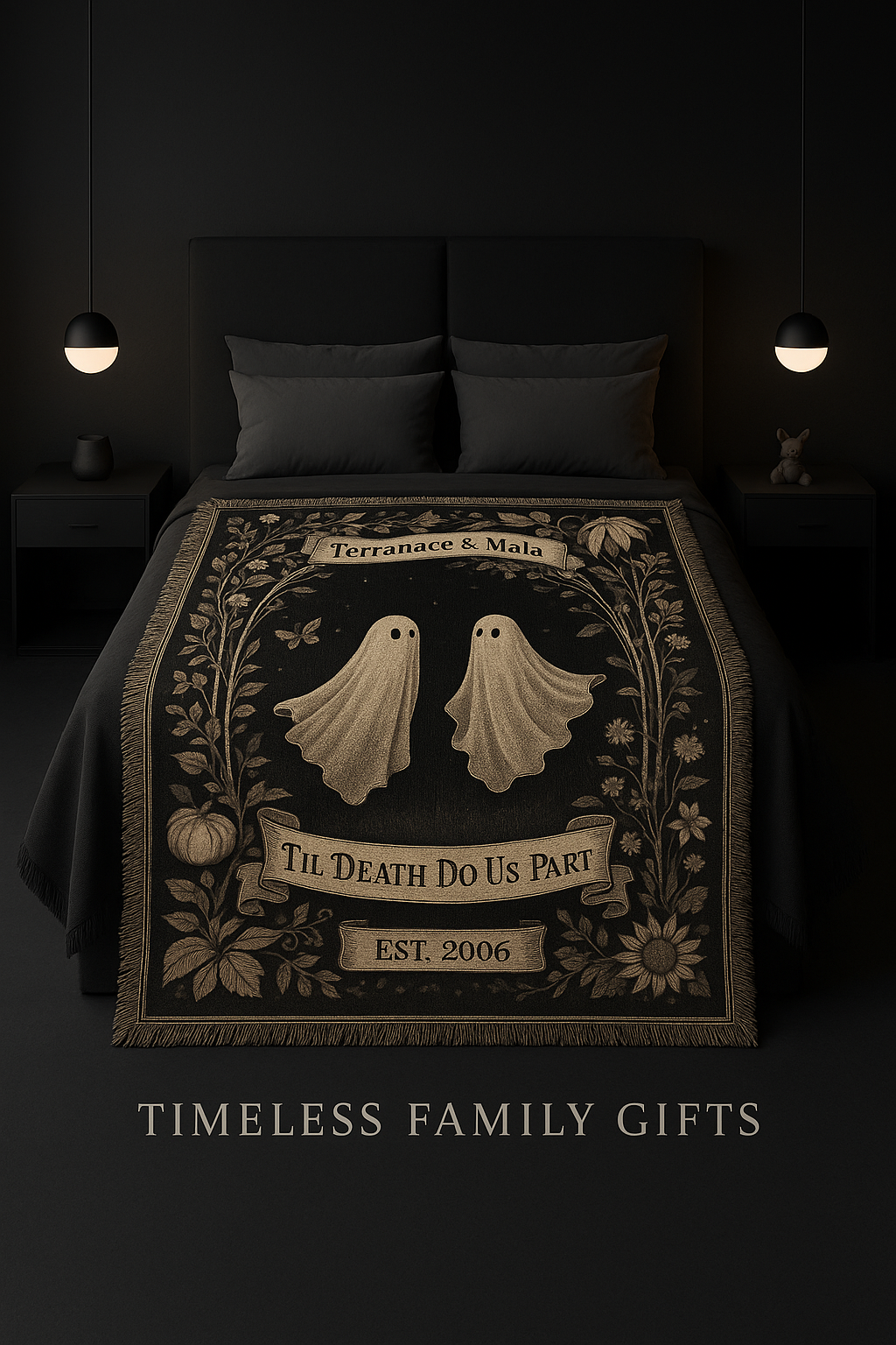 🖤 Til Death Do Us Part – Personalized Halloween Blanket