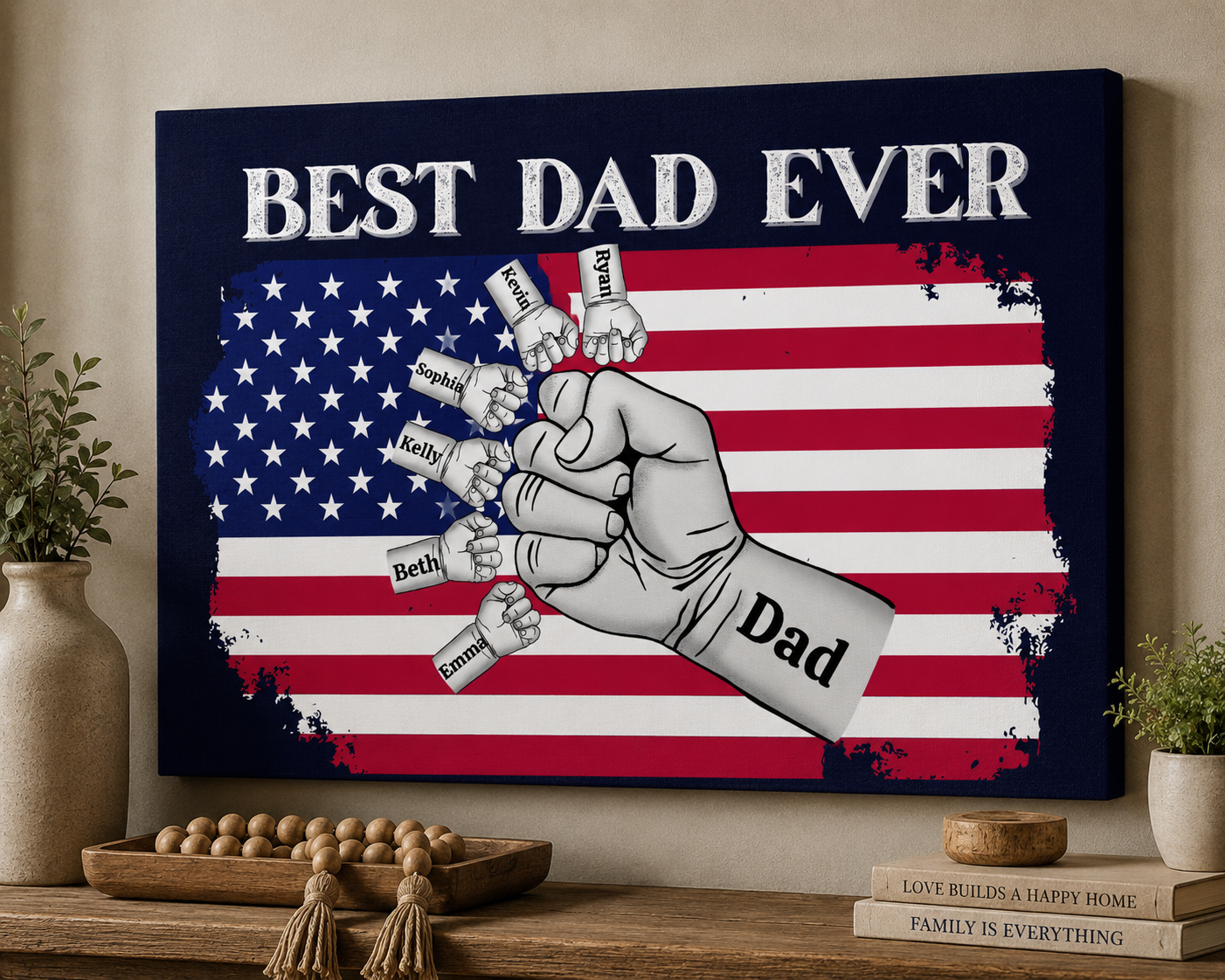 Personalized Father's Day Canvas  Custom-Made With Your Children's Names