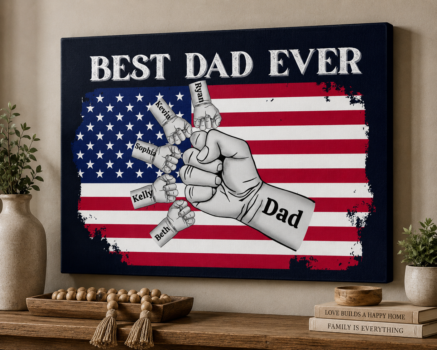 Personalized Father's Day Canvas  Custom-Made With Your Children's Names