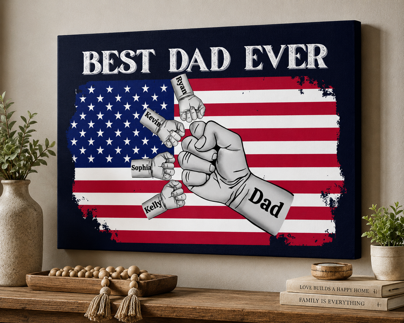 Personalized Father's Day Canvas  Custom-Made With Your Children's Names