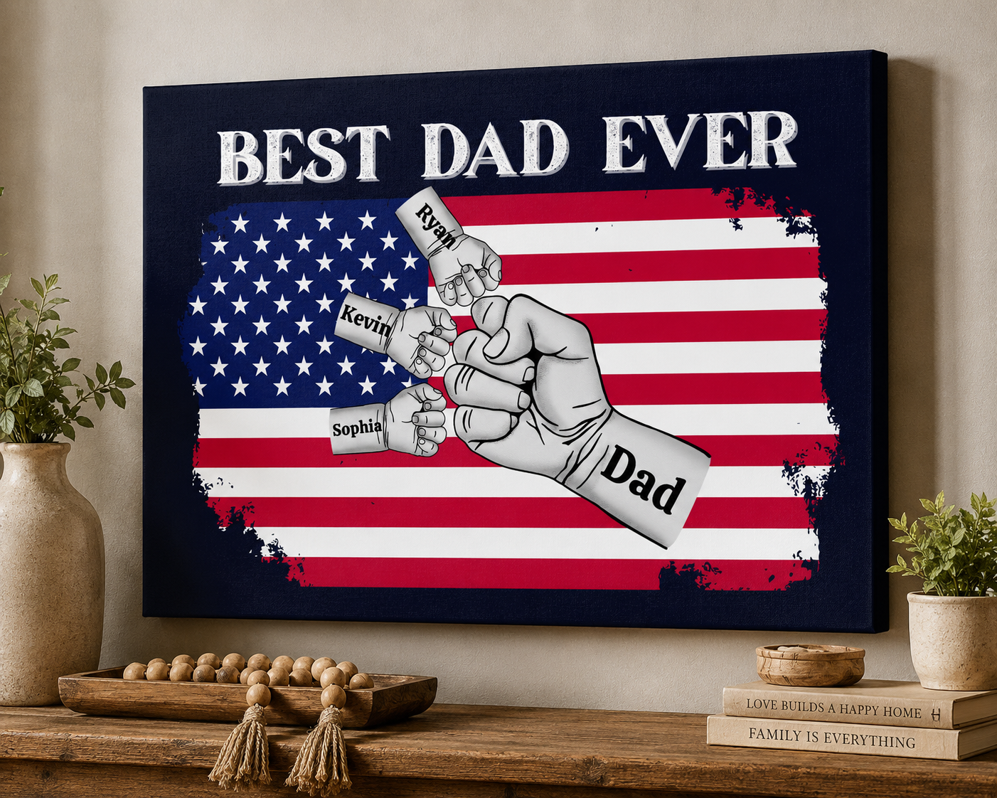 Personalized Father's Day Canvas  Custom-Made With Your Children's Names