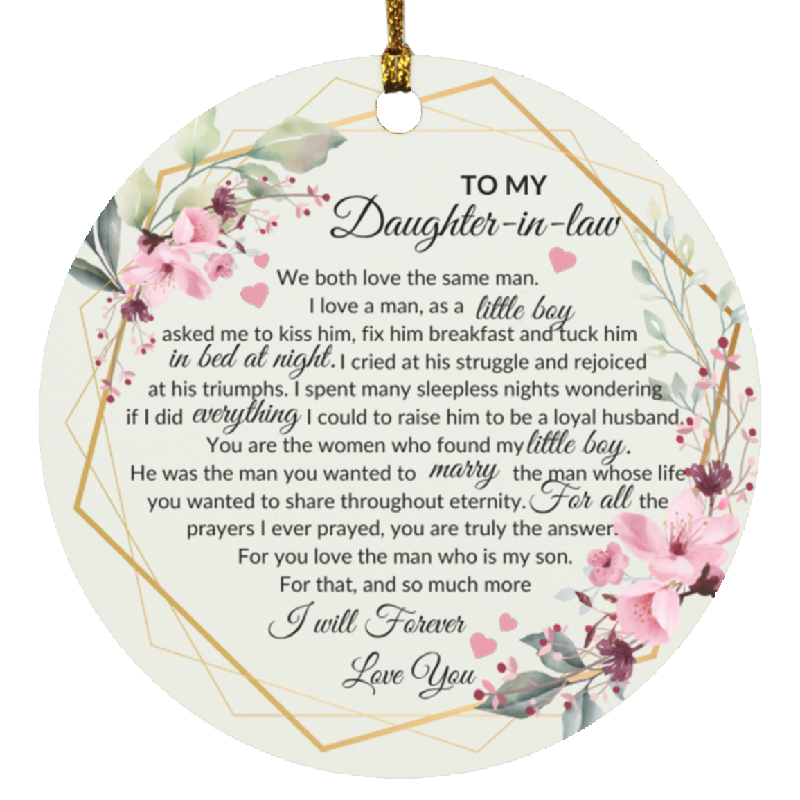 I Will Forever Love You/ Daughter-In-Law circle Ornament