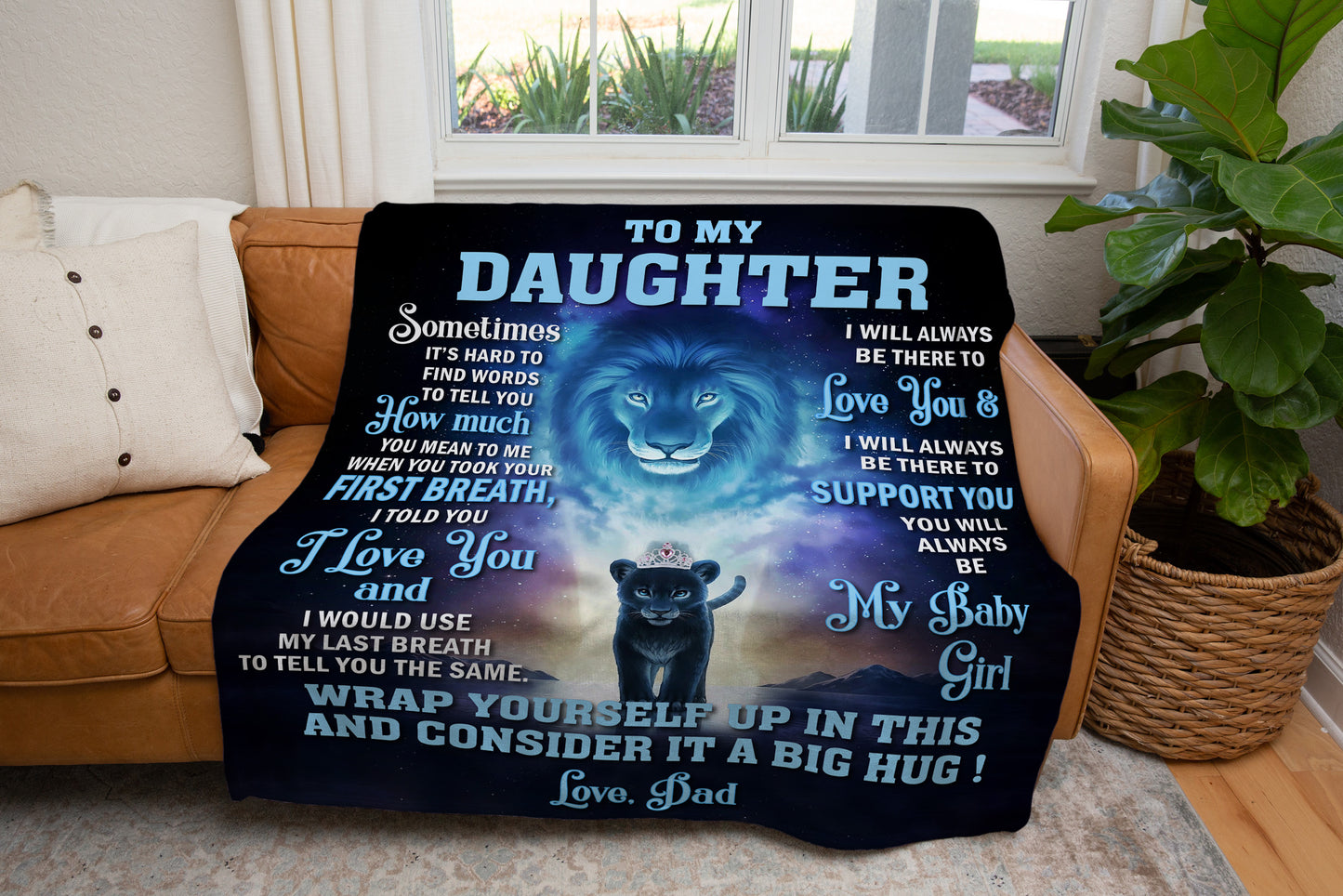 To My Daughter Lion Blanket