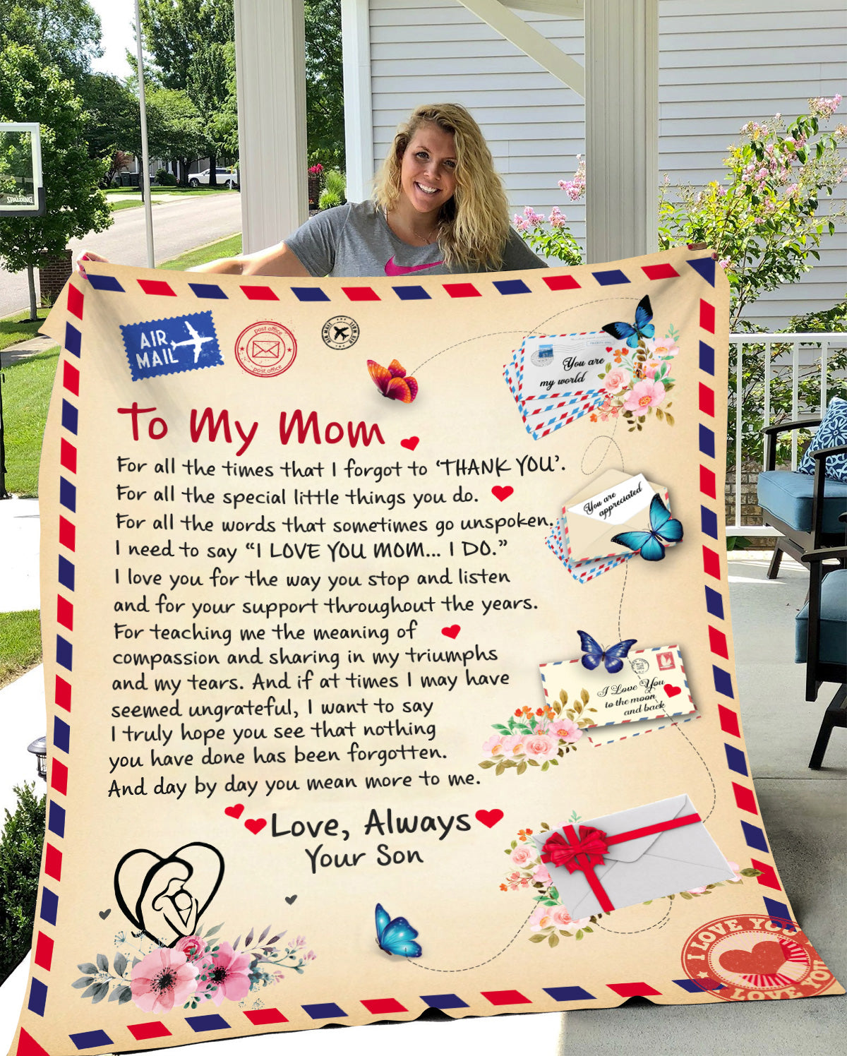 To My Mom Love Always Your Son PostCard Blanket