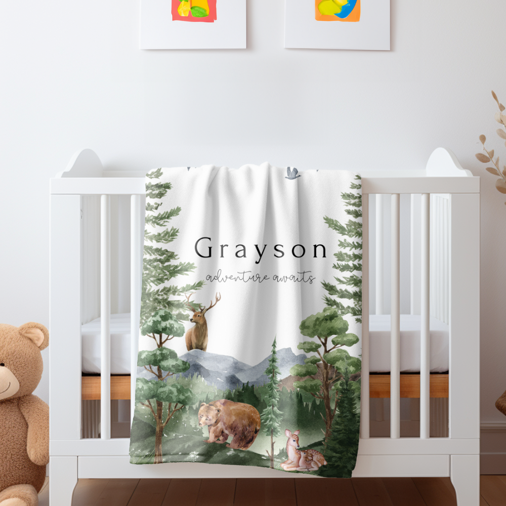 Personalization Woodland Baby Blanket