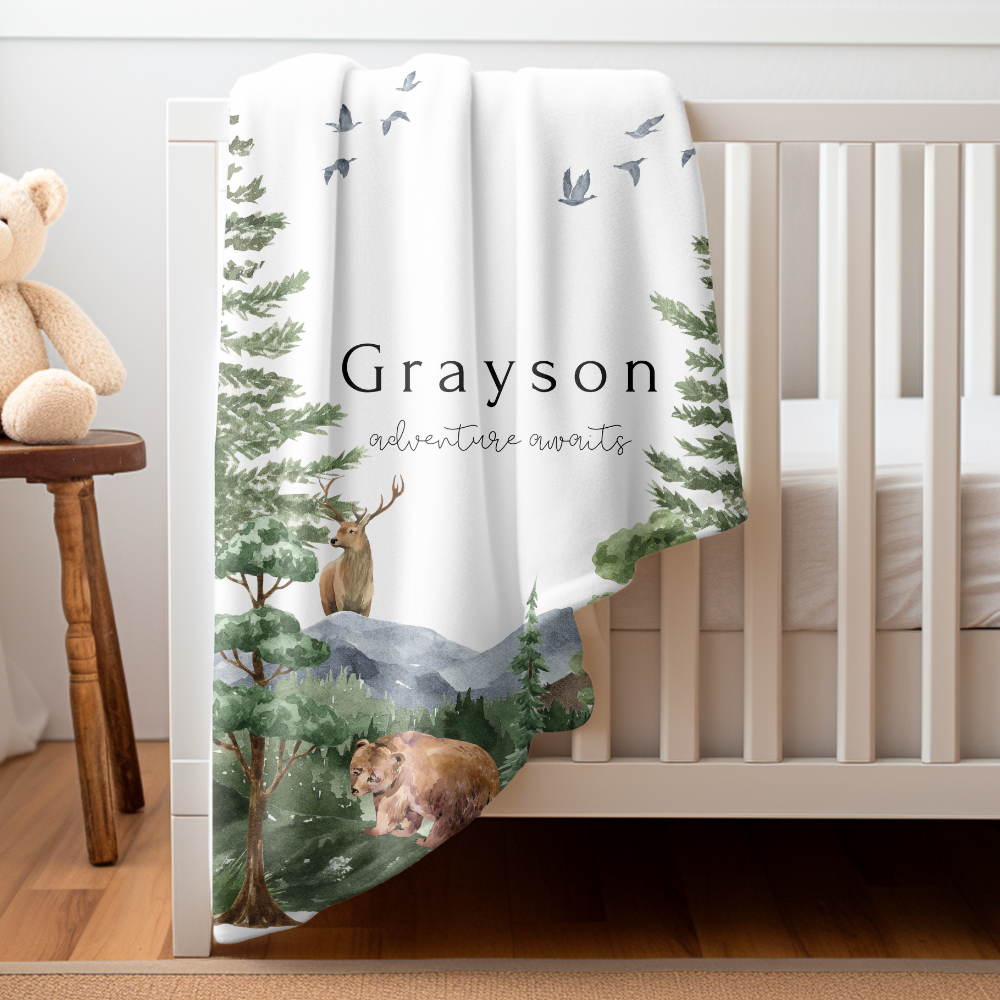 Personalization Woodland Baby Blanket