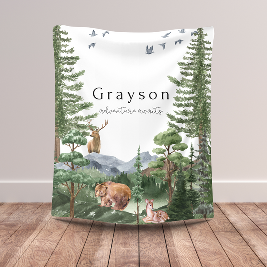 Personalization Woodland Baby Blanket