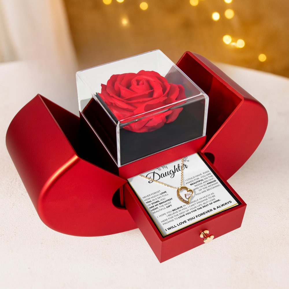 To My Daughter -Eternal Love Necklace With Rose Box Forever Love