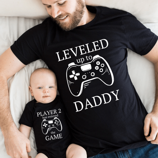 Daddy leveled up t-shirt Leveled Up Daddy and Baby shirt