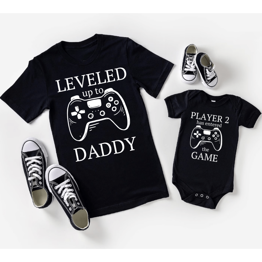 Daddy leveled up t-shirt Leveled Up Daddy and Baby shirt