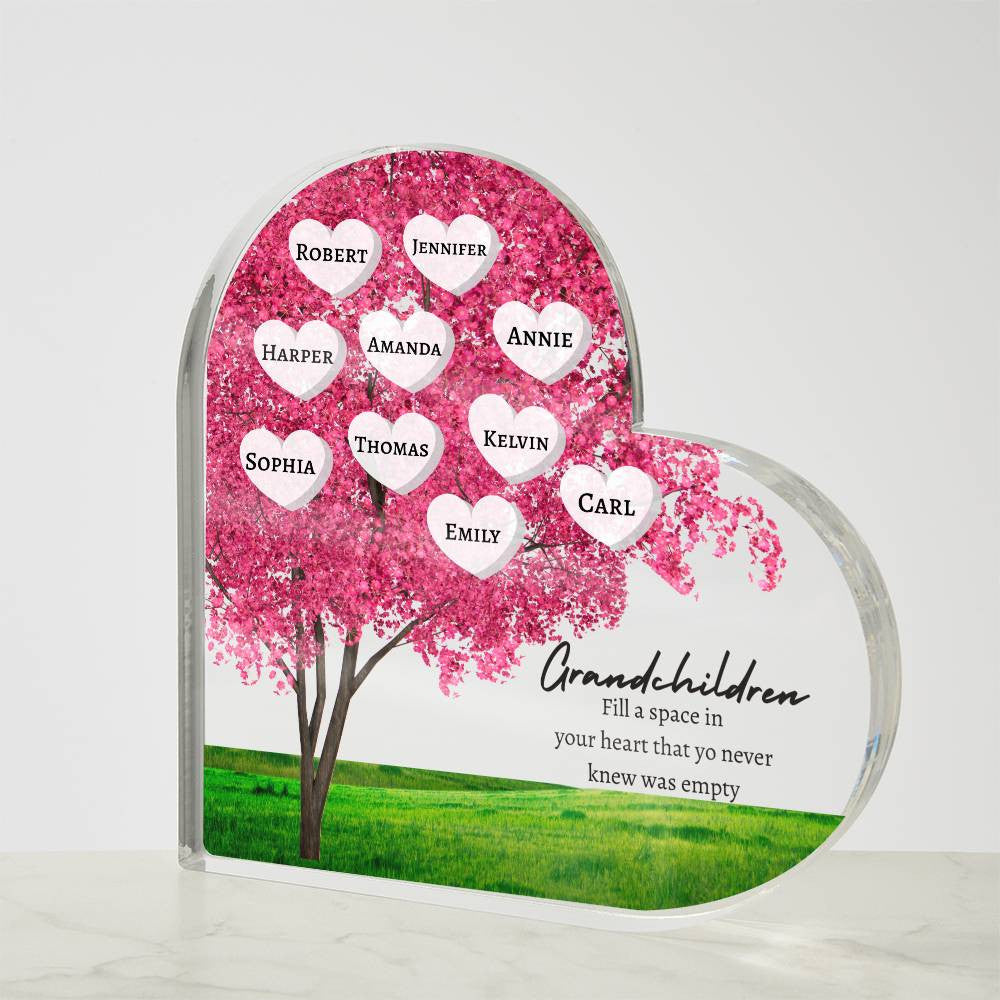 Grandchildren Fill In A Space In Your Heart- personalized Heart Acrylic Plaque