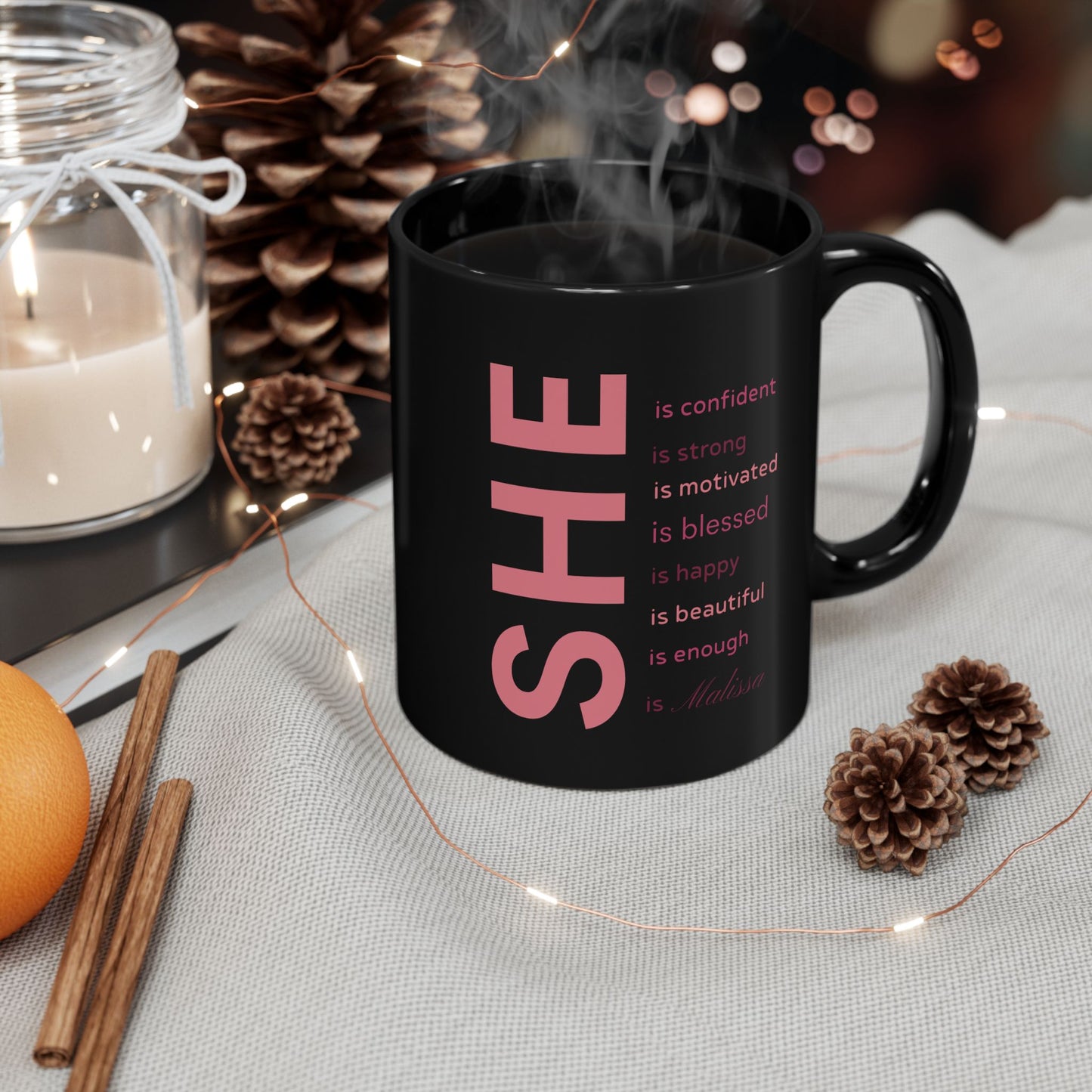 Personalized "SHE" Motivational Mug for Women