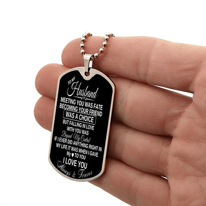 To my husband dog tag necklace