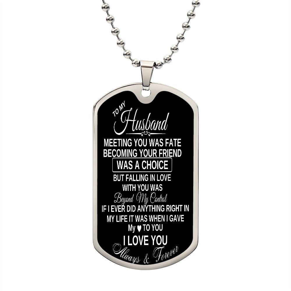 To my husband dog tag necklace