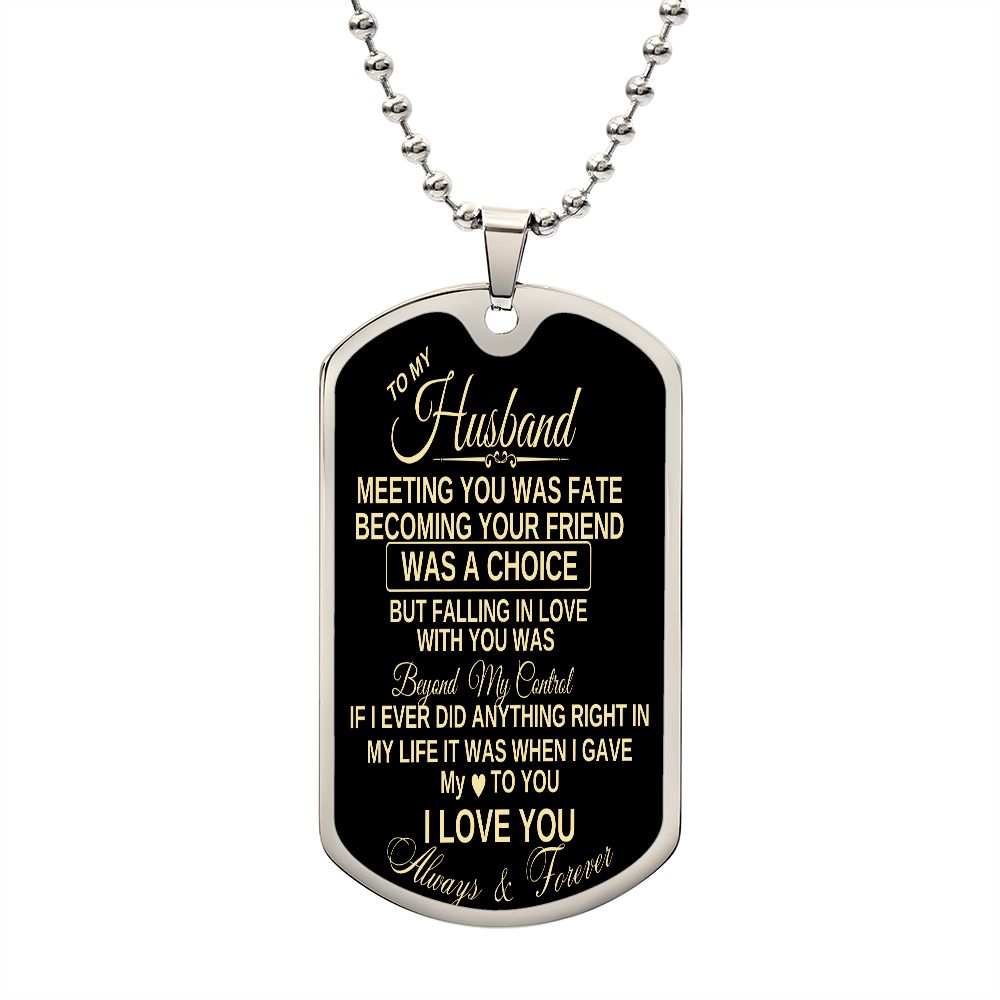 To my Husband Dog Tag Gold/ Black