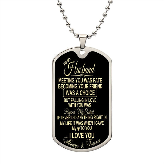 To my Husband Dog Tag Gold/ Black