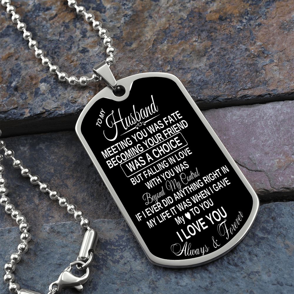 To my husband dog tag necklace