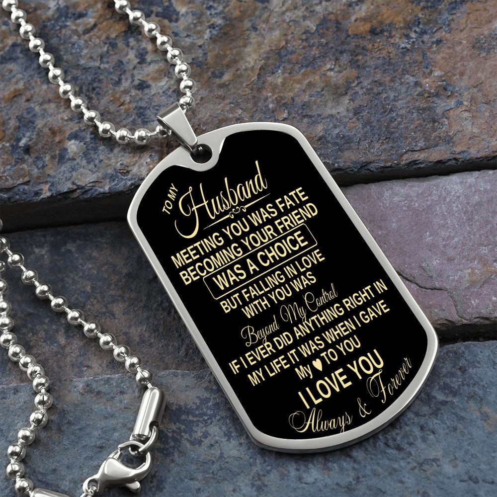 To my Husband Dog Tag Gold/ Black