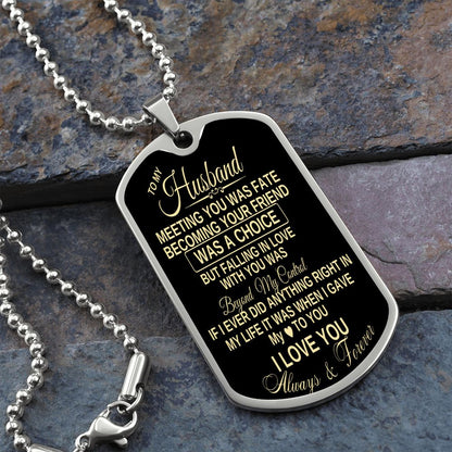 To my Husband Dog Tag Gold/ Black